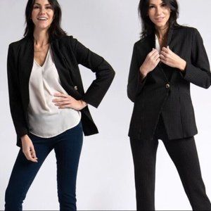 BetaBrand Collarless Prima Pinstripe Blazer Knit Jacket Size Medium